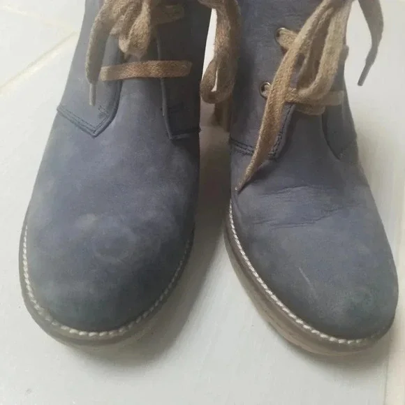 BROWNS blue lace up ankle booties tan 39 - Picture 4 of 10